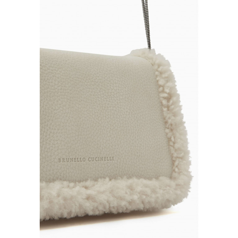 Brunello Cucinelli - City Shoulder Bag in Shearling & Nubuck