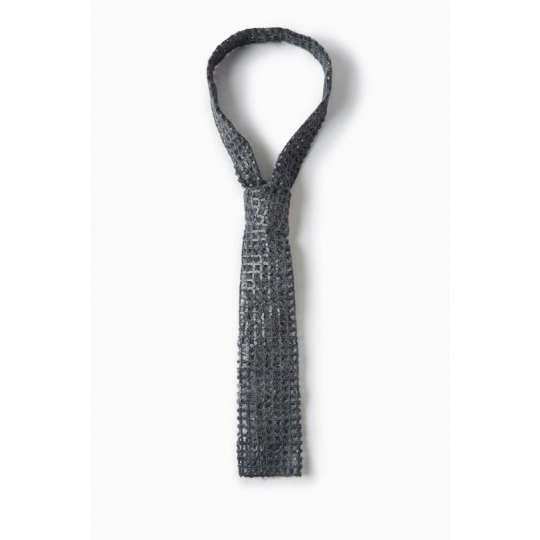 Brunello Cucinelli - Paillette-embellished Tie in Waffle Knit