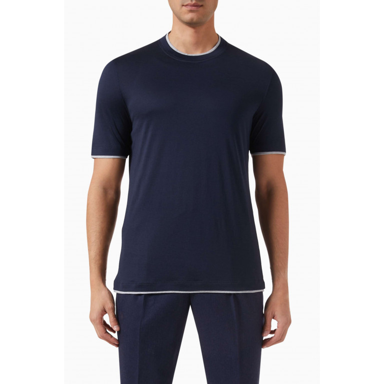 Brunello Cucinelli - Faux-layering T-shirt in Silk & Cotton Jersey