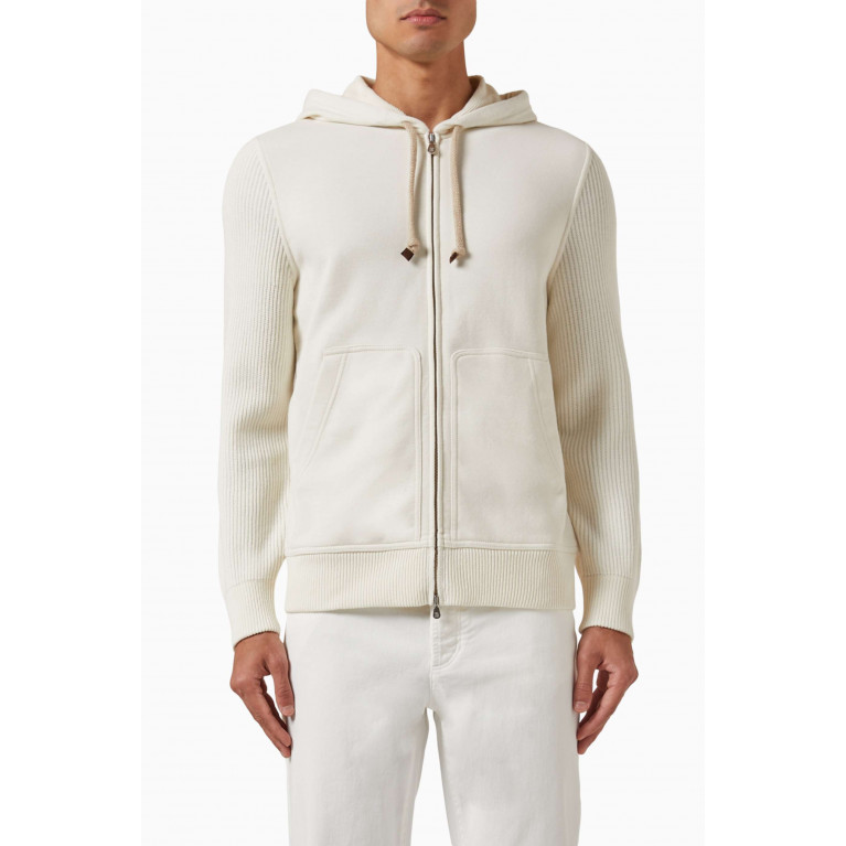 Brunello Cucinelli - Hoodie in Cotton French Terry & Wool-cashmere Blend
