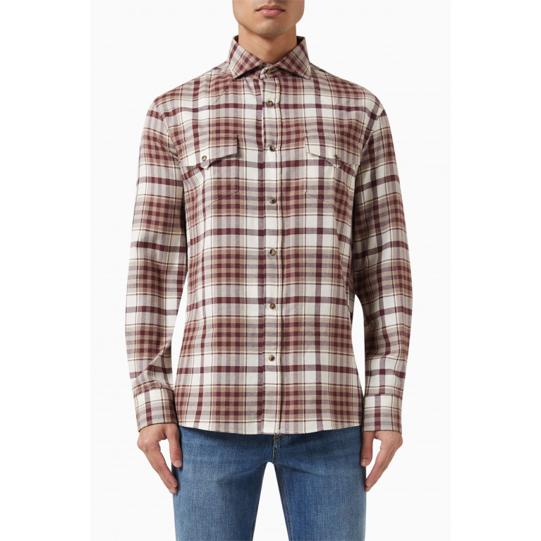 Brunello Cucinelli - Madras Easy-fit Shirt in Cotton Flannel