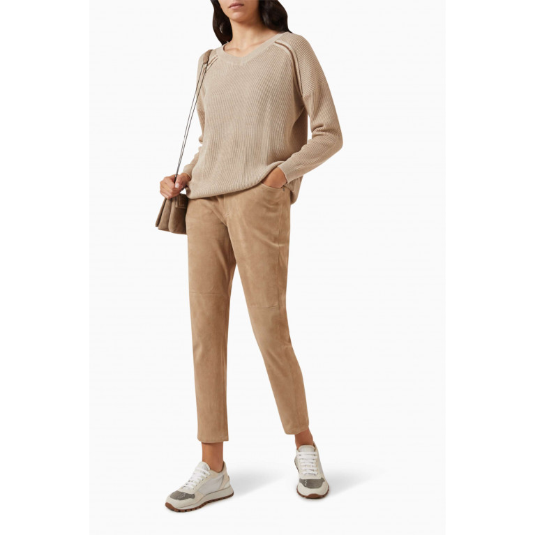 Brunello Cucinelli - Cropped Pants in Suede