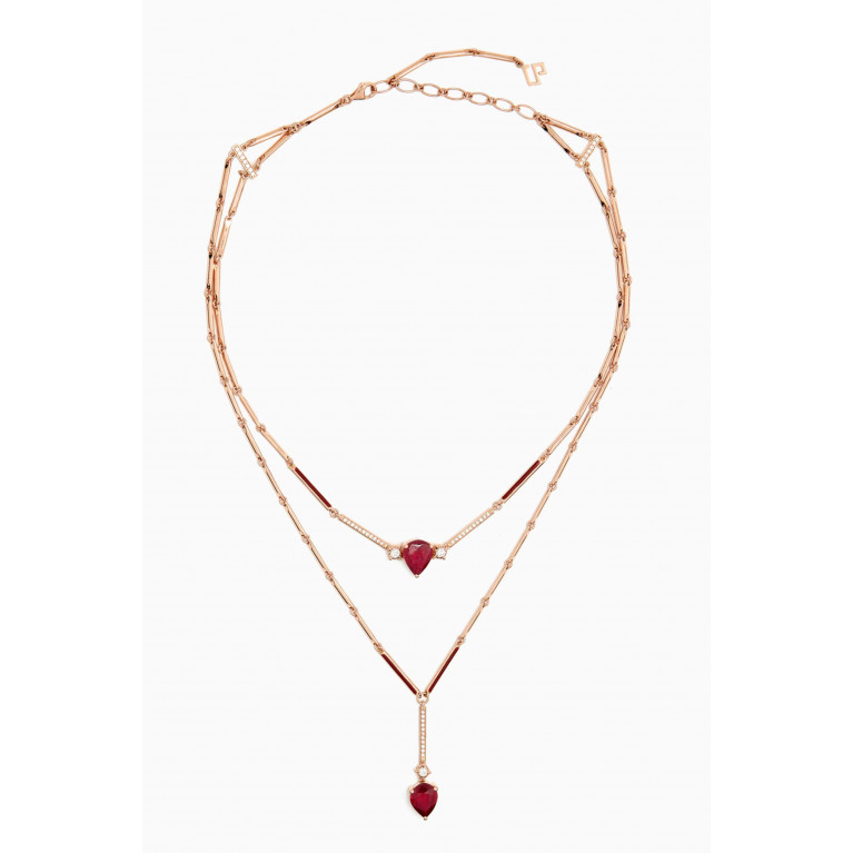 Savolinna - Linette Piorra Ruby & Diamond Double Choker in 18kt Rose Gold