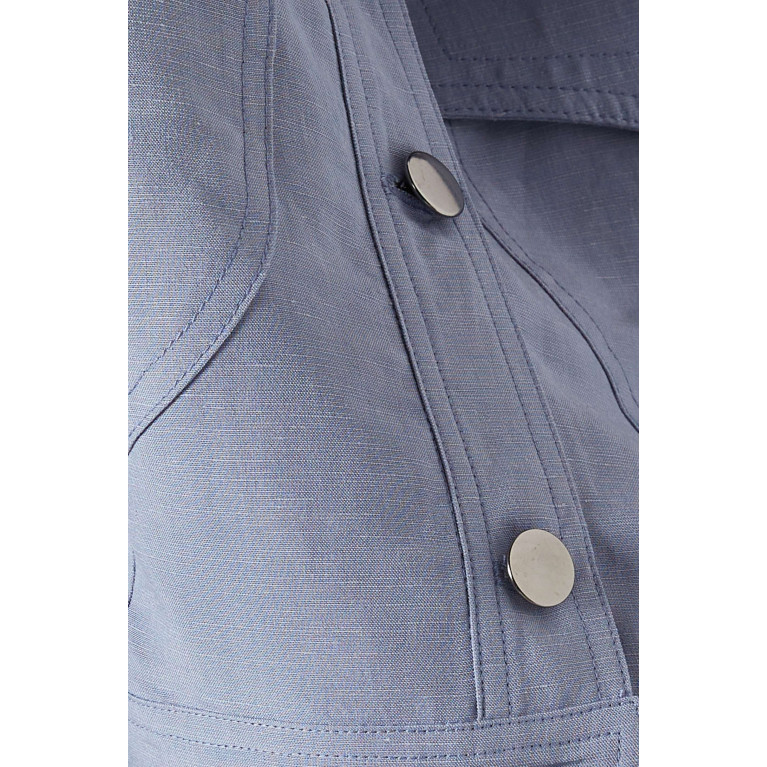 Mimya - Button-up Crop Jacket Blue