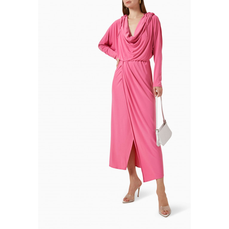 Mimya - Draped Cowl-neck Dress Pink