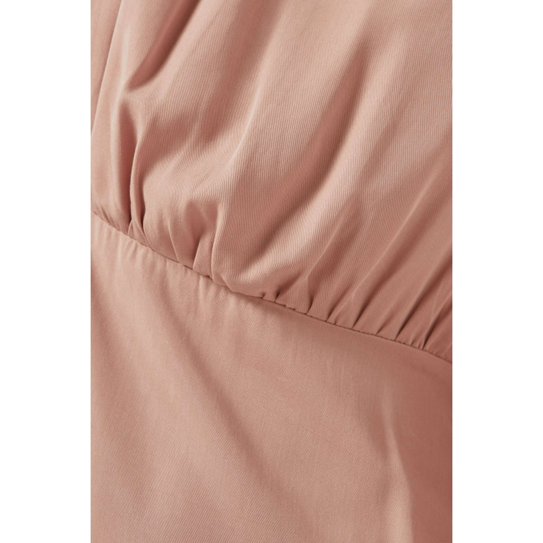 Mimya - Puff-sleeve Maxi Dress Neutral