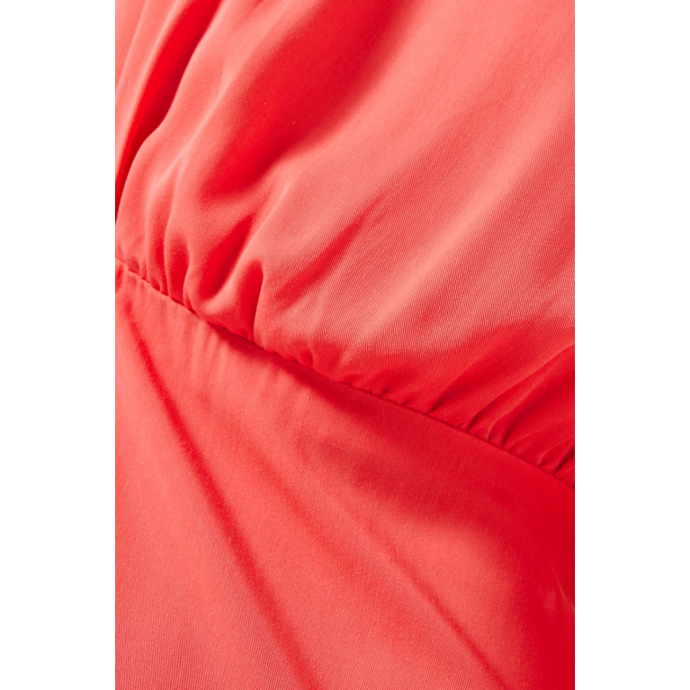 Mimya - Puff-sleeve Maxi Dress Orange