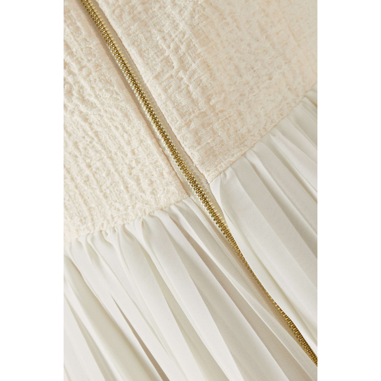 Mimya - Pleated Long-sleeve Jumpsuit White