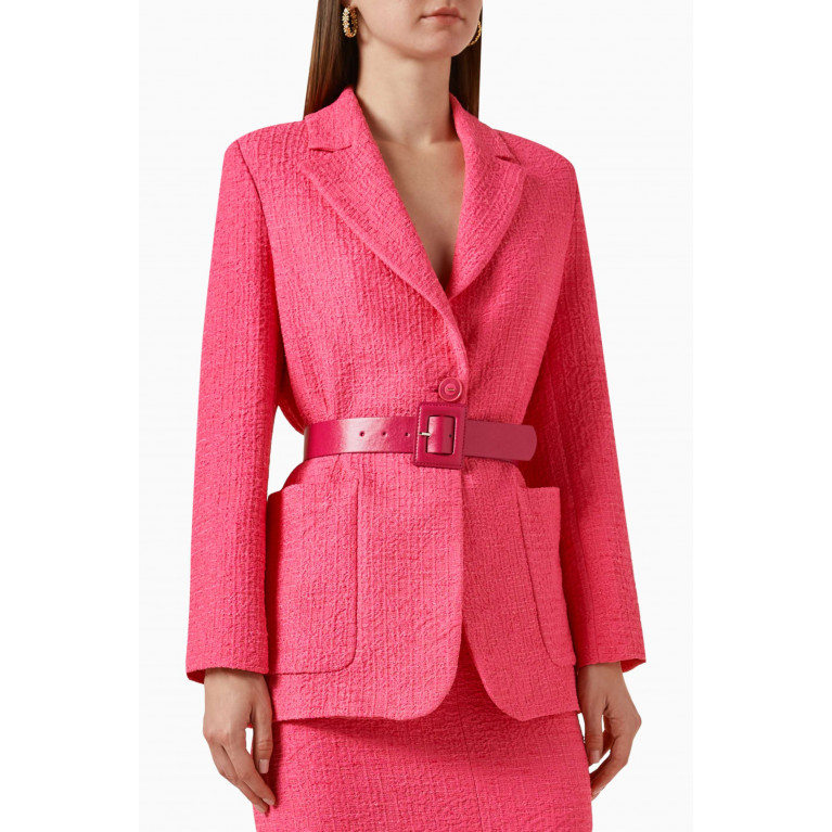 Mimya - Textured Belted Jacket Pink