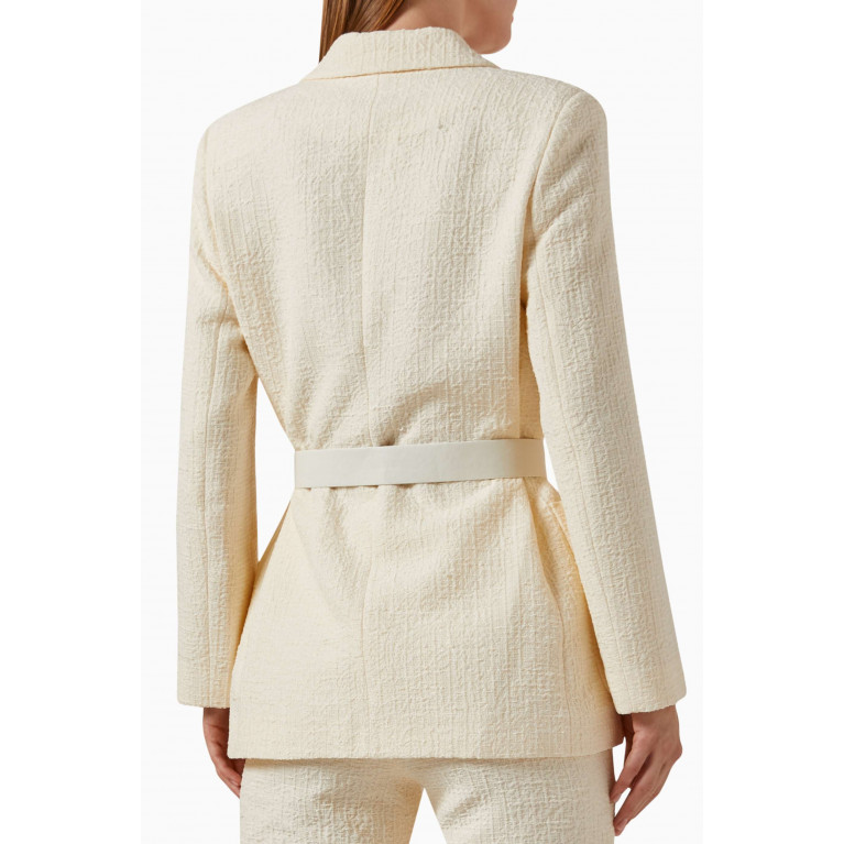 Mimya - Textured Belted Jacket White