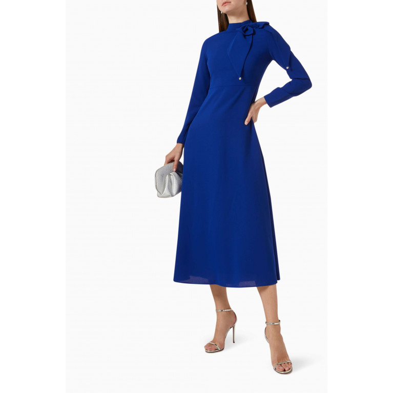 Mimya - Long-sleeve Bow Dress Blue
