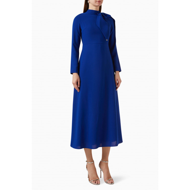 Mimya - Long-sleeve Bow Dress Blue