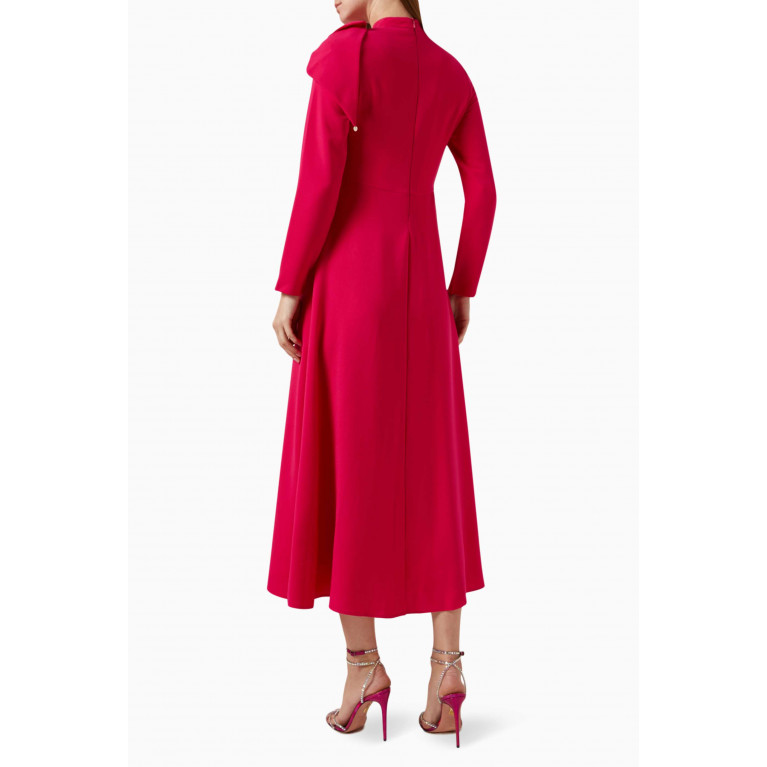 Mimya - Long-sleeve Bow Dress Pink