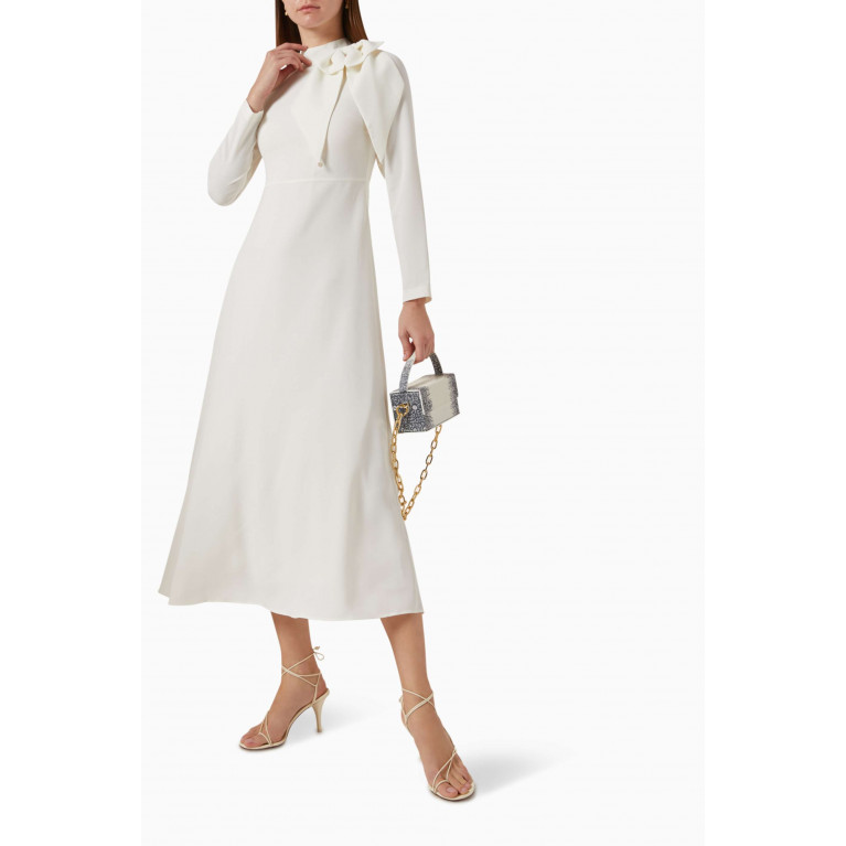 Mimya - Long-sleeve Bow Dress White