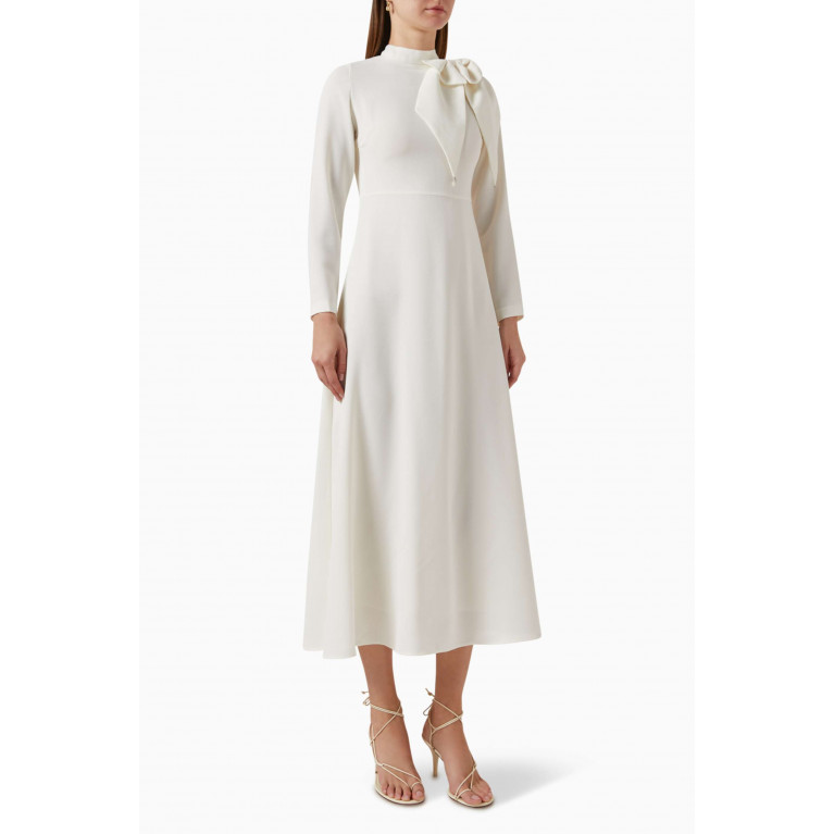 Mimya - Long-sleeve Bow Dress White