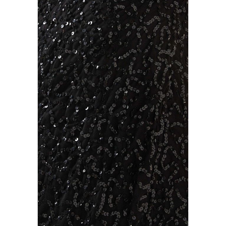 Maya - Embellished Faux-wrap Maxi Dress Black