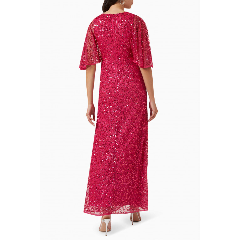 Maya - Embellished Faux-wrap Maxi Dress Pink