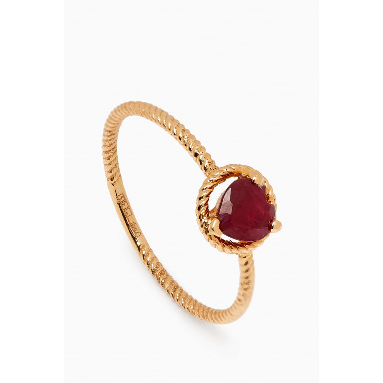 MKS Jewellery - Unity Solitare Ruby Heart Ring in 18kt Gold