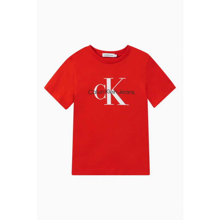 Calvin Klein - Logo-print T-shirt in Cotton Red