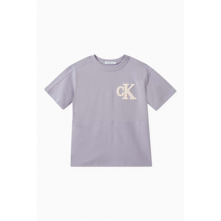 Calvin Klein - Logo-embroidered T-shirt in Cotton Purple
