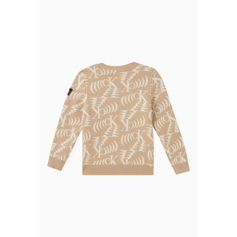 Calvin Klein - Glitched Monogram Sweater in Cotton-knit