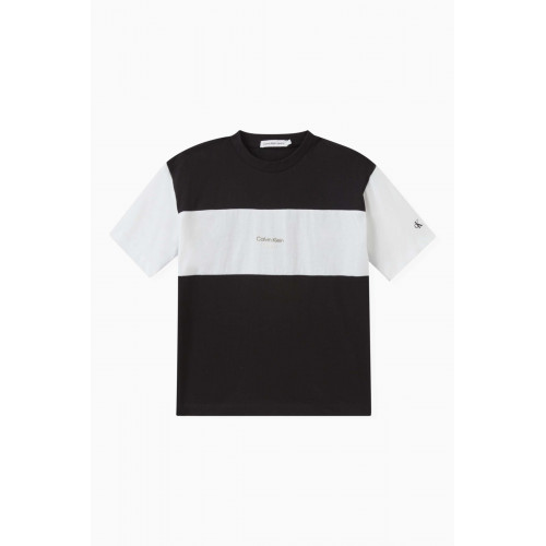 Calvin Klein - Colour-block Logo T-shirt in Organic Cotton Jersey Blend Black