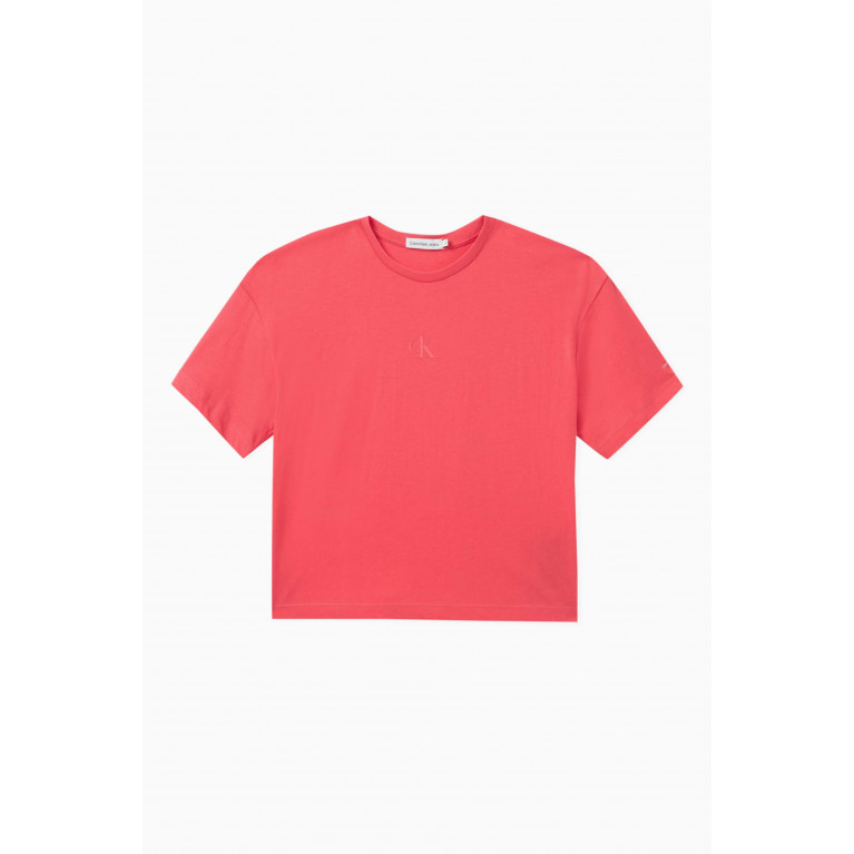 Calvin Klein - Logo-Print Boxy-Fit T-shirt in Cotton Pink