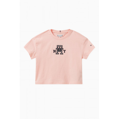 Tommy Hilfiger - Logo-embroidered T-shirt in Cotton Pink