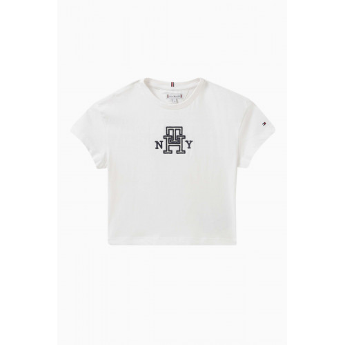 Tommy Hilfiger - Logo-embroidered T-shirt in Cotton White