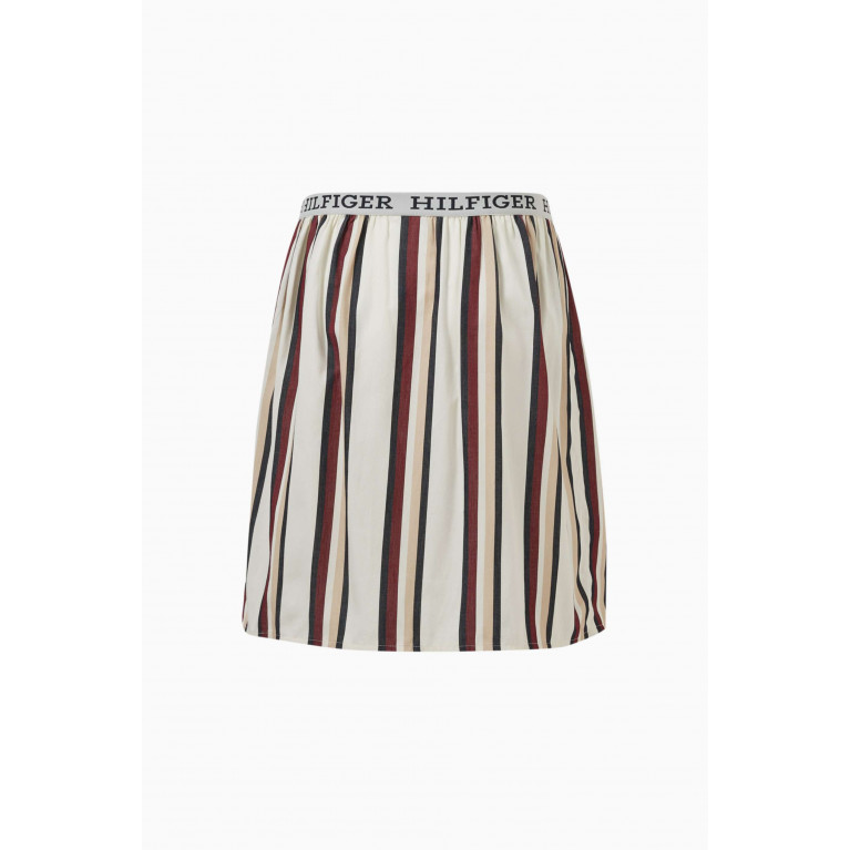Tommy Hilfiger - Striped Logo-detail Skirt in Cotton