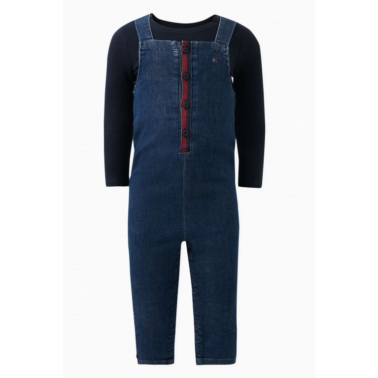 Tommy Hilfiger - Logo-embroidered Dungaree Set in Cotton