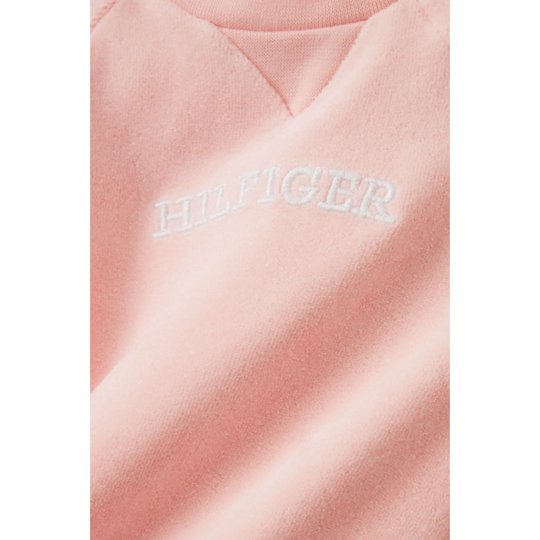 Tommy Hilfiger - Logo-embroidered Romper in Cotton-blend Pink