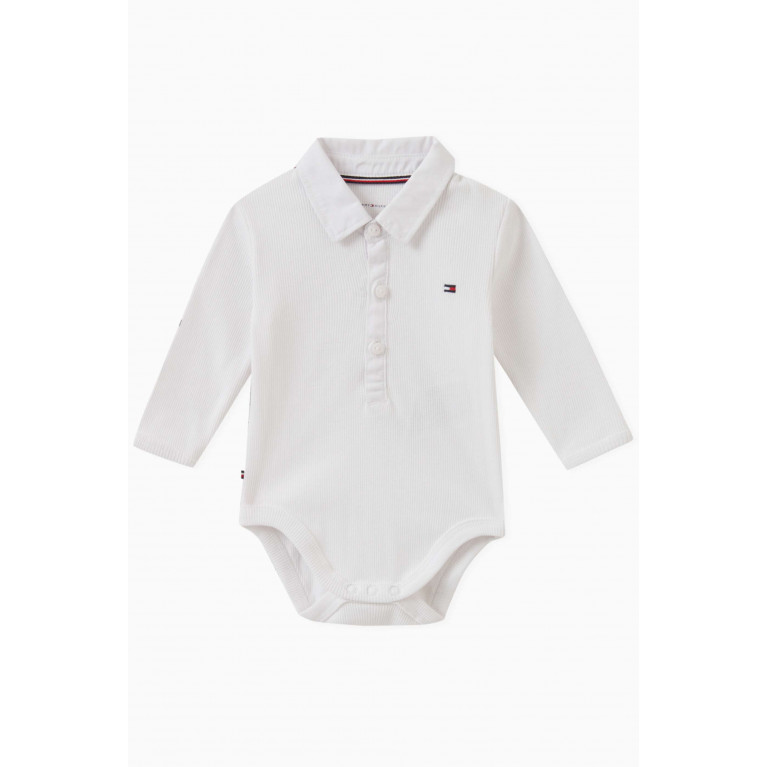 Tommy Hilfiger - Logo-embroidered Polo Bodysuit in Cotton White