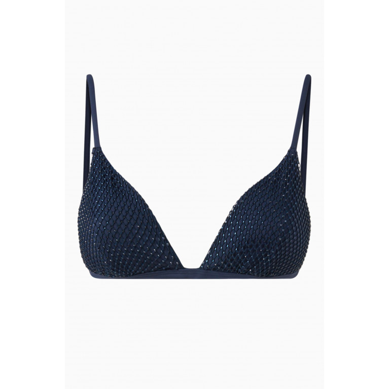Simkhai - Joelle Triangle Bikini Top in Crystal Mesh Blue