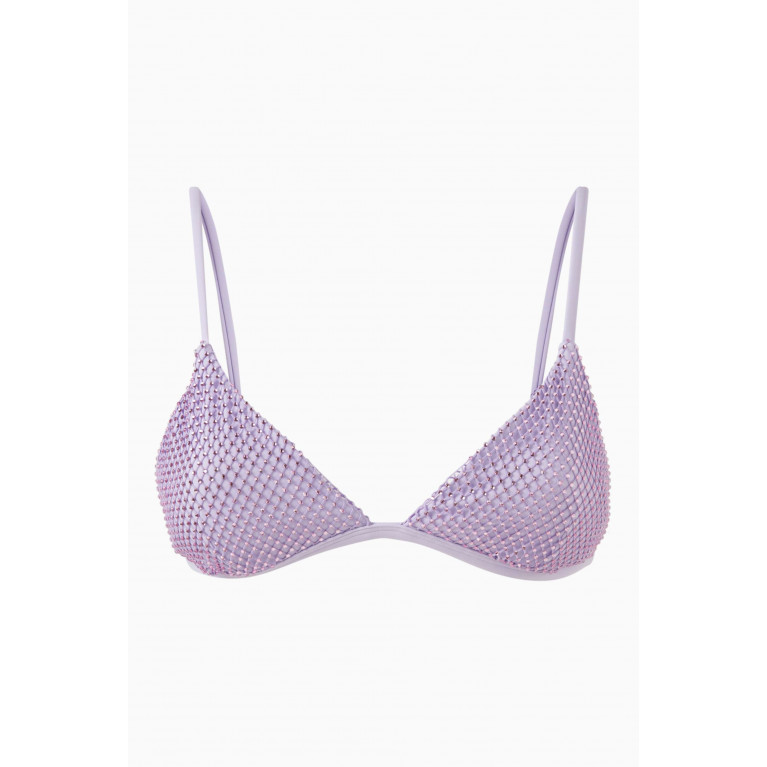 Simkhai - Joelle Triangle Bikini Top in Crystal Mesh Purple