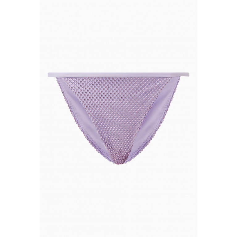 Simkhai - Moxie String Bikini Bottoms in Crystal Mesh Purple