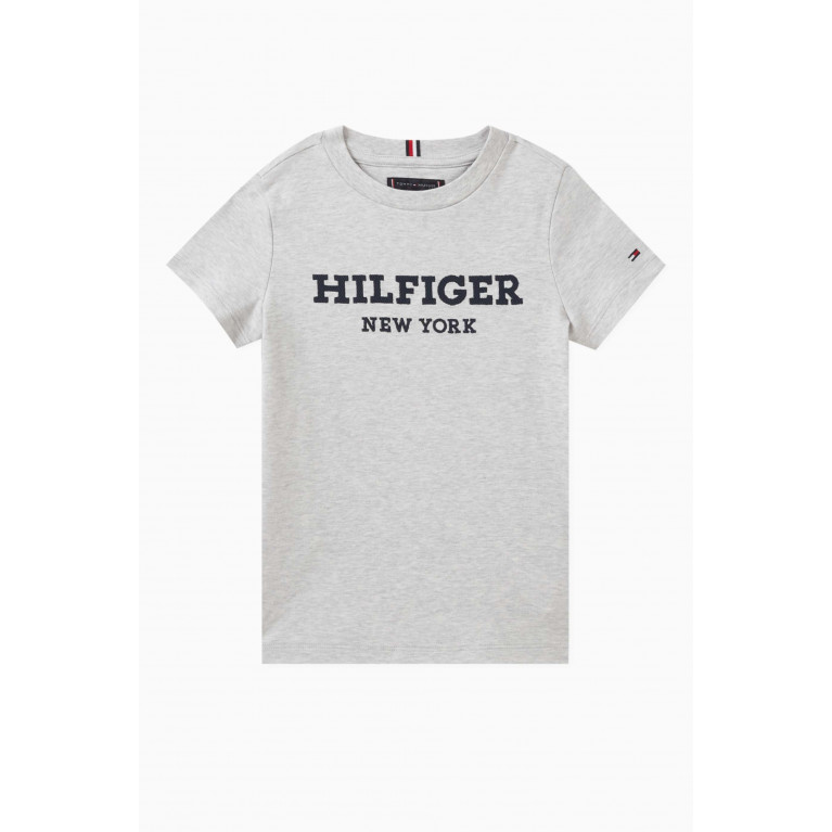 Tommy Hilfiger - Logo-embroidered T-shirt in Cotton Grey