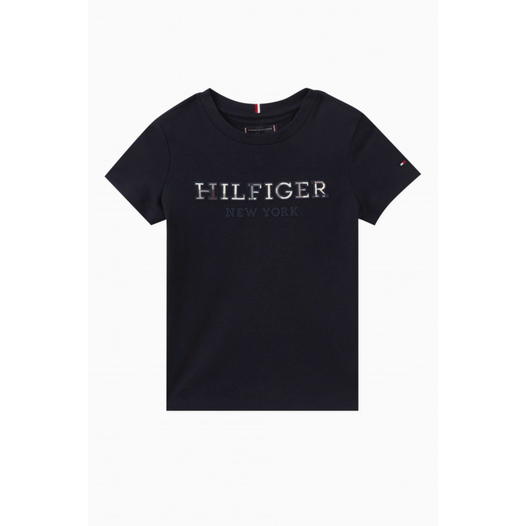 Tommy Hilfiger - Logo-embroidered T-shirt in Cotton Blue