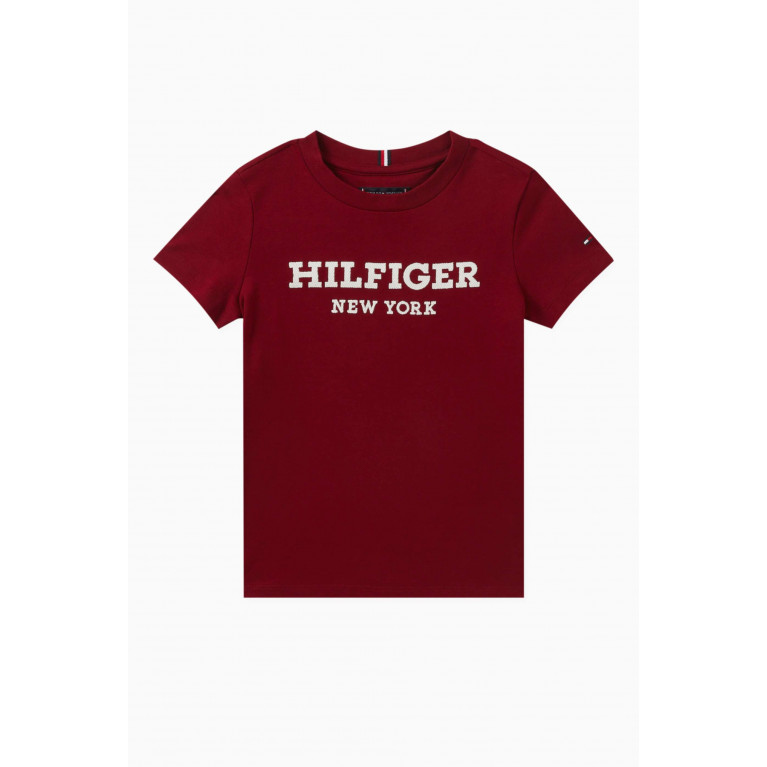 Tommy Hilfiger - Logo-embroidered T-shirt in Cotton Red