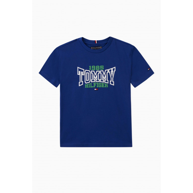 Tommy Hilfiger - Logo-print T-shirt in Cotton Blue