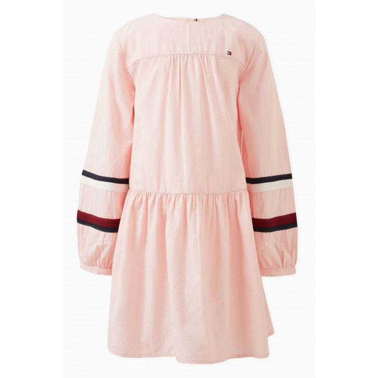 Tommy Hilfiger - Logo Stripe-detail Dress in Cotton Pink