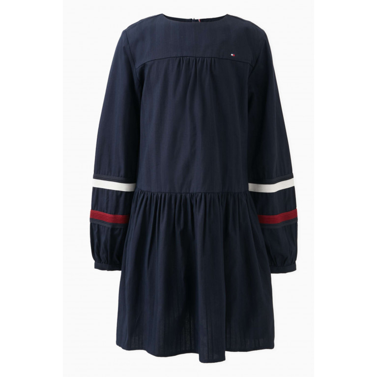 Tommy Hilfiger - Logo Stripe-detail Dress in Cotton Blue