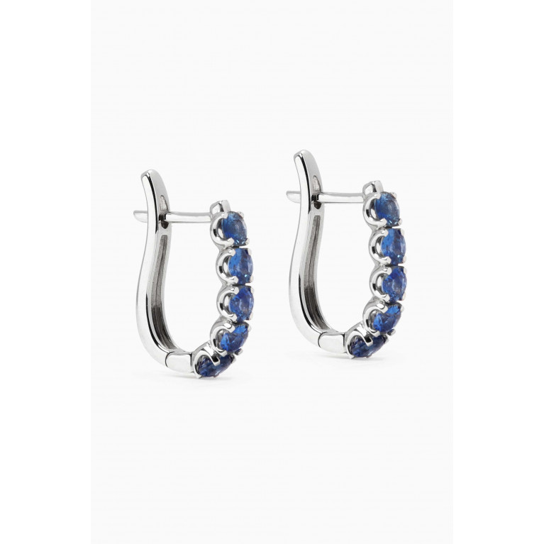 Fergus James - Cascade Sapphire Hoop Earrings in 18kt White Gold