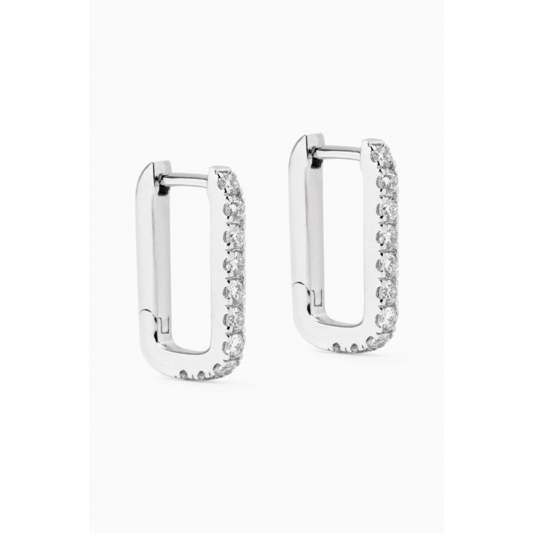 Fergus James - Paperclip Diamond Hoop Earrings in 18kt White Gold
