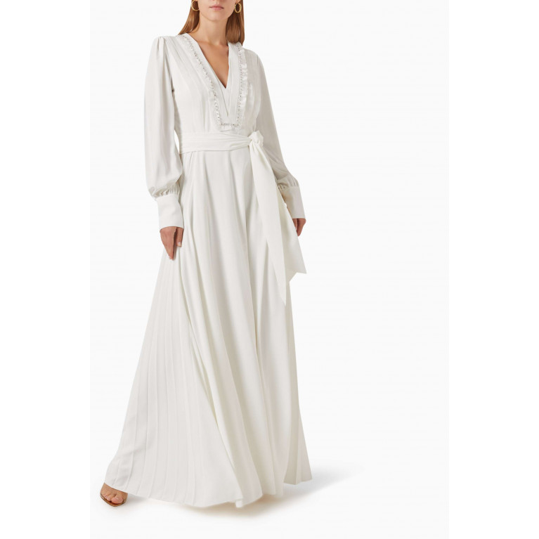 Gizia - Embellished Frill Dress White