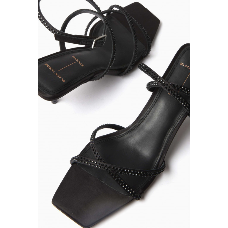 Black Suede Studio - Ora 70 Embellished Sandals in Satin