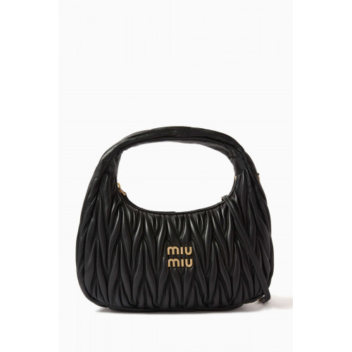 Miu Miu - Medium Wander Hobo Bag in Matelassé Leather Black