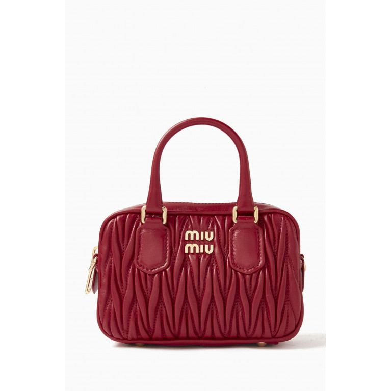 Miu Miu - Mini Arcadie Top-handle Bag in Matelassé Nappa Red