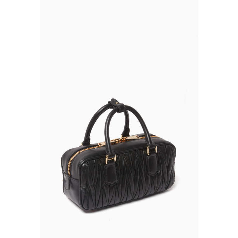 Miu Miu - Small Arcadie Top-handle Bag in Matelassé Nappa Black
