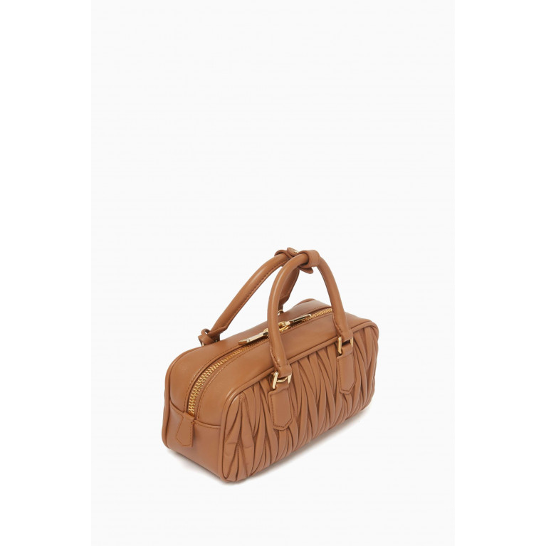Miu Miu - Small Arcadie Top-handle Bag in Matelassé Nappa Brown